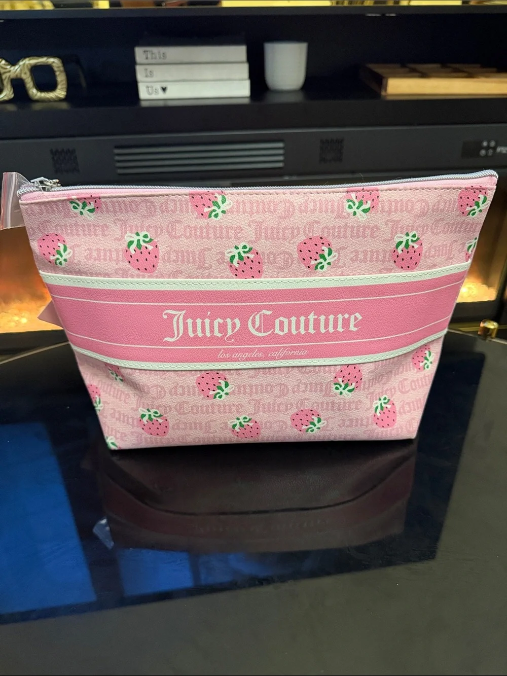 Juicy Couture Pink Strawberry Print Cosmetic Bag